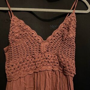 Refuge Rust Crochet Midi Dress